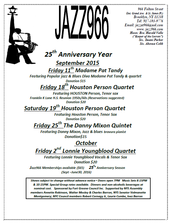 Jazz966  sept - oct  2015 Schedule